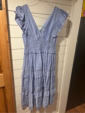 TCEC Light Blue Ruffle Tiered Maxi Dress